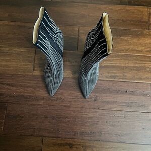 Chic Black and White Heeled Boots